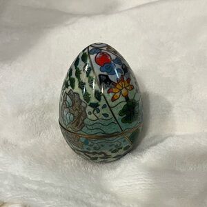 Vtg. Chinese Cloisonné Egg Trinket Box
